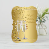 Elegant Gold Champagne Birthday Party Kaart (Staand voorkant)