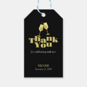 Elegant Gold Champagne Black Birthday Thank You Cadeaulabel (Voorkant)