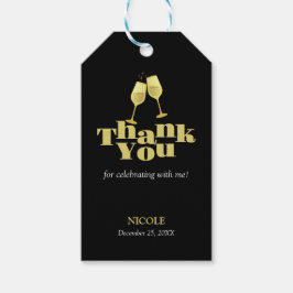 Elegant Gold Champagne Black Birthday Thank You Cadeaulabel