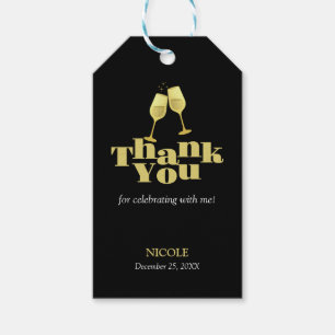 Elegant Gold Champagne Black Birthday Thank You Cadeaulabel