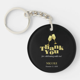 Elegant Gold Champagne Black Birthday Thank You Sleutelhanger