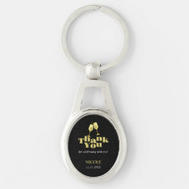 Elegant Gold Champagne Black Birthday Thank You Sleutelhanger