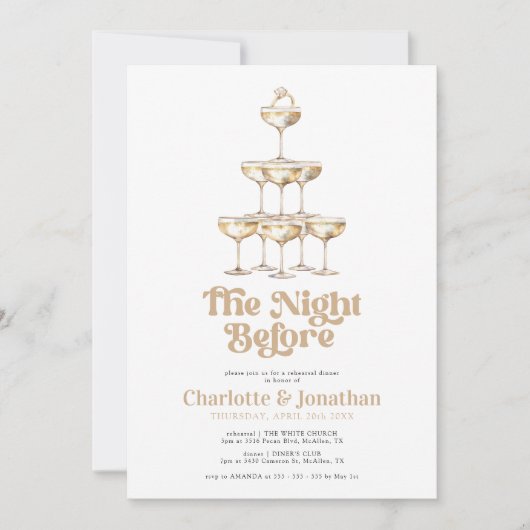 Elegant Gold Champagne Retro repetitie diner Kaart (Voorkant)