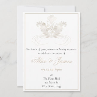 Elegant Gold Champagne Wedding Invitation Kaart