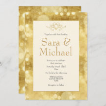 Elegant Gold Champagne Wedding Invitation