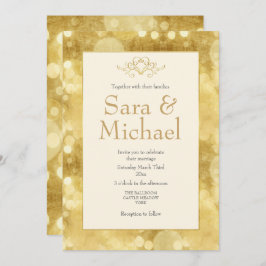 Elegant Gold Champagne Wedding Invitation Kaart
