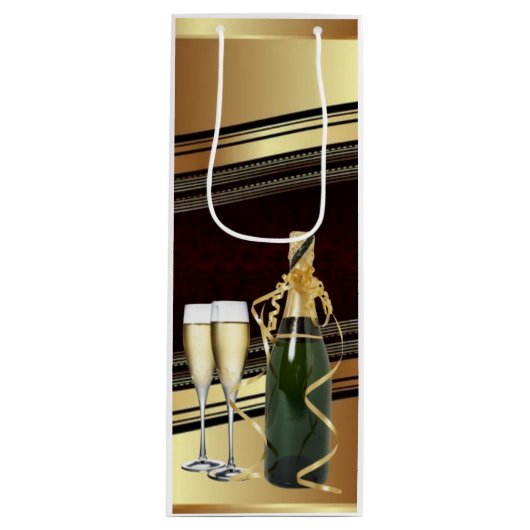 Elegant Gold Champagne/Wine Gift Bag Wijn Cadeautas (Voorkant)