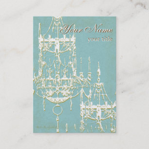 Elegant Gold Chandeliers met Turquoise Background Visitekaartje