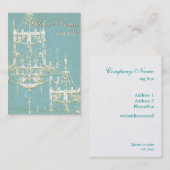 Elegant Gold Chandeliers met Turquoise Background Visitekaartje (Voorkant / Achterkant)