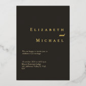 Elegant Gold Charcoal Minimalist Luxury Wedding Folie Uitnodiging (Voorkant)