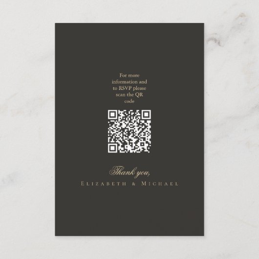 Elegant Gold Charcoal Minimalist Wedding Details Informatiekaartje (Achterkant)