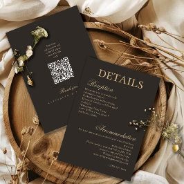 Elegant Gold Charcoal Minimalist Wedding Details Informatiekaartje