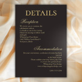 Elegant Gold Charcoal Minimalist Wedding Details Informatiekaartje