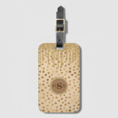 Elegant Gold Cheetah Bling Rhinestones Momogram Bagagelabel (Voorkant (verticaal))