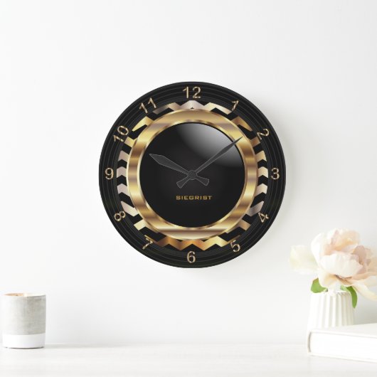 Elegant Gold Chevron Design Grote Klok (Huis)