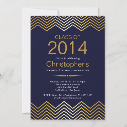 Elegant Gold Chevron Gradun Party Invitation Kaart (Voorkant)