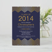 Elegant Gold Chevron Gradun Party Invitation Kaart (Staand voorkant)