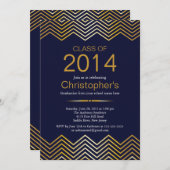 Elegant Gold Chevron Gradun Party Invitation Kaart (Voorkant / Achterkant)