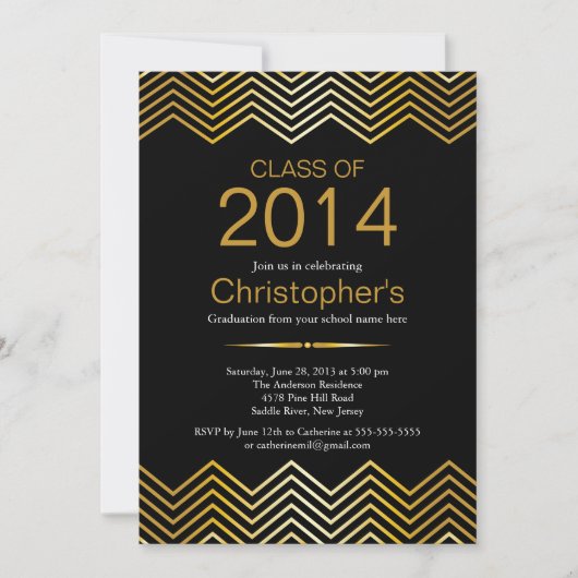 Elegant Gold Chevron Gradun Party Invitation Kaart (Voorkant)