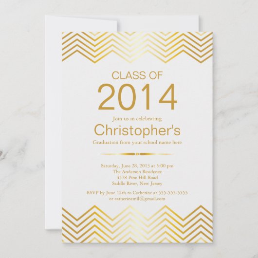 Elegant Gold Chevron Gradun Party Invitation Kaart (Voorkant)