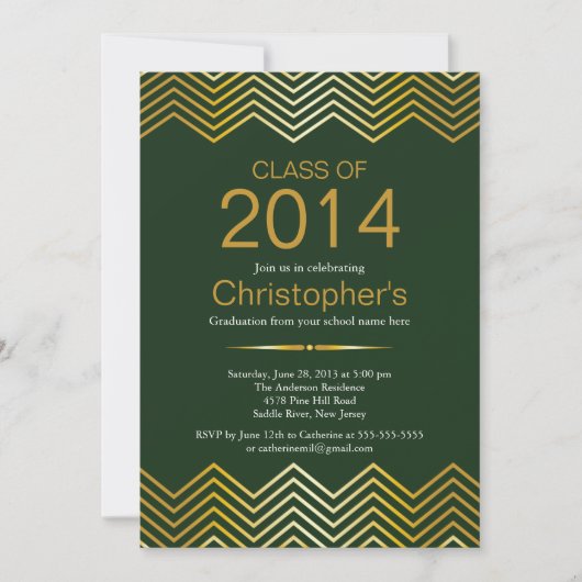 Elegant Gold Chevron Gradun Party Invitation Kaart (Voorkant)