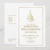 Elegant Gold Christmas Piano Recital & Program Kaart (Voorkant / Achterkant)