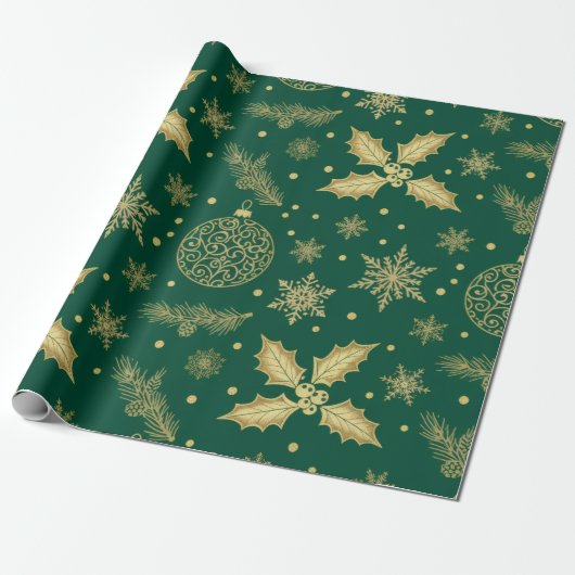 Elegant Gold Christmas Seamless Pattern – Luxury H Cadeaupapier (Uitgerold)