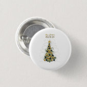 Elegant Gold Christmas tree  button  (Voorkant /achterkant)
