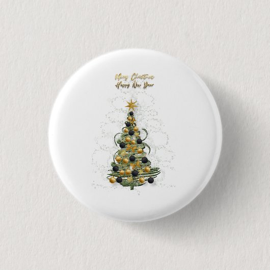 Elegant Gold Christmas tree  button  (Voorkant)