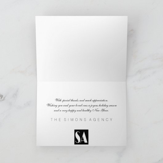 Elegant Gold Christmas Tree Corporate Business Feestdagen Kaart (Binnen)