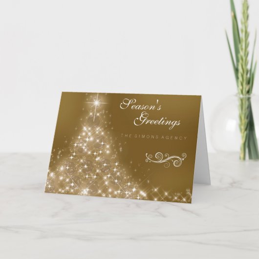 Elegant Gold Christmas Tree Corporate Business Feestdagen Kaart (Voorkant)