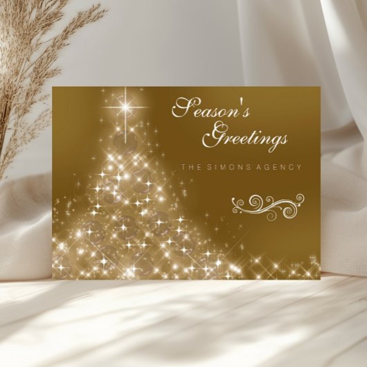Elegant Gold Christmas Tree Corporate Business Feestdagen Kaart