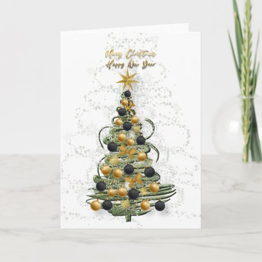 Elegant Gold Christmas tree ,Folded Holiday Card Kaart (Voorkant)
