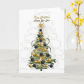 Elegant Gold Christmas tree ,Folded Holiday Card Kaart (Gele Bloem)