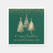 Elegant Gold Christmas Tree Glitter Snow Servet (Voorkant)