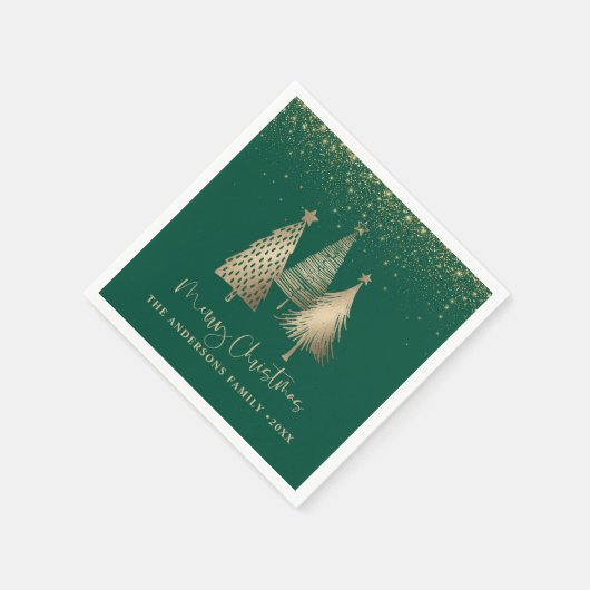 Elegant Gold Christmas Tree Glitter Snow Servet (Hoek)