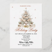 Elegant Gold Christmas Tree Holiday Party  Folie Uitnodiging (Voorkant)