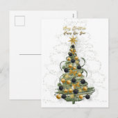 Elegant Gold Christmas tree  Holiday postcard  Feestdagenkaart (Voorkant / Achterkant)