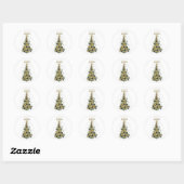 Elegant Gold Christmas tree ,Round stickers  (Vel)