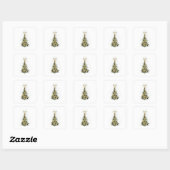 Elegant Gold Christmas tree ,square stickers (Vel)