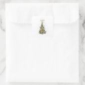 Elegant Gold Christmas tree ,square stickers (Tas)