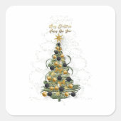 Elegant Gold Christmas tree ,square stickers (Voorkant)