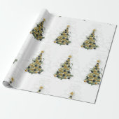 Elegant Gold Christmas tree ,wrapping paper  Cadeaupapier (Uitgerold)