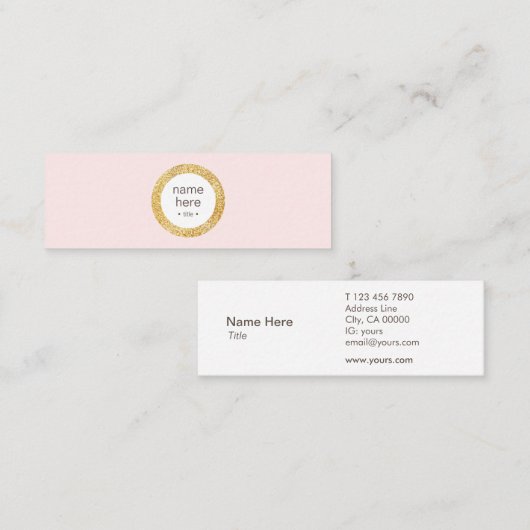 Elegant Gold Circle Glitter Mini Visitekaartje (Voorkant / Achterkant)