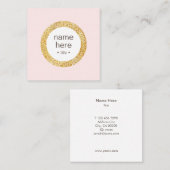 Elegant Gold Circle Glitter Square Visitekaartje (Voorkant / Achterkant)
