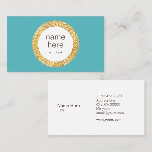 Elegant Gold Circle Glitter Visitekaartje (Voorkant / Achterkant)