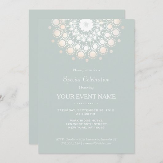 Elegant Gold Circle Motif Light Sage Formele Kaart (Voorkant / Achterkant)
