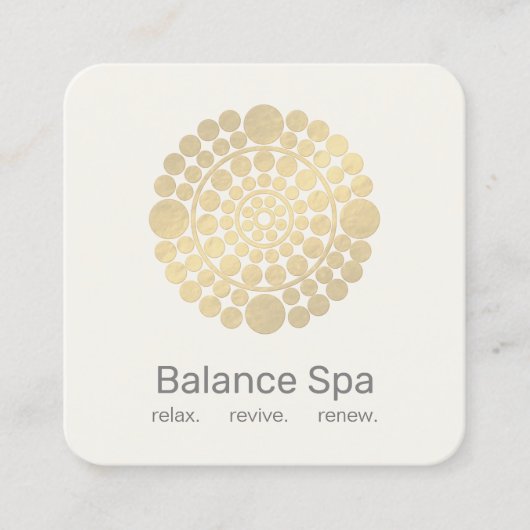 Elegant Gold Circle Motif Logo Vierkante Visitekaartje (Voorkant)