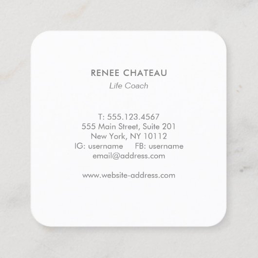 Elegant Gold Circle Motif Logo Vierkante Visitekaartje (Achterkant)