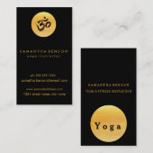 Elegant Gold Circle OM Logo Black Yoga Visitekaartje (Voorkant / Achterkant)